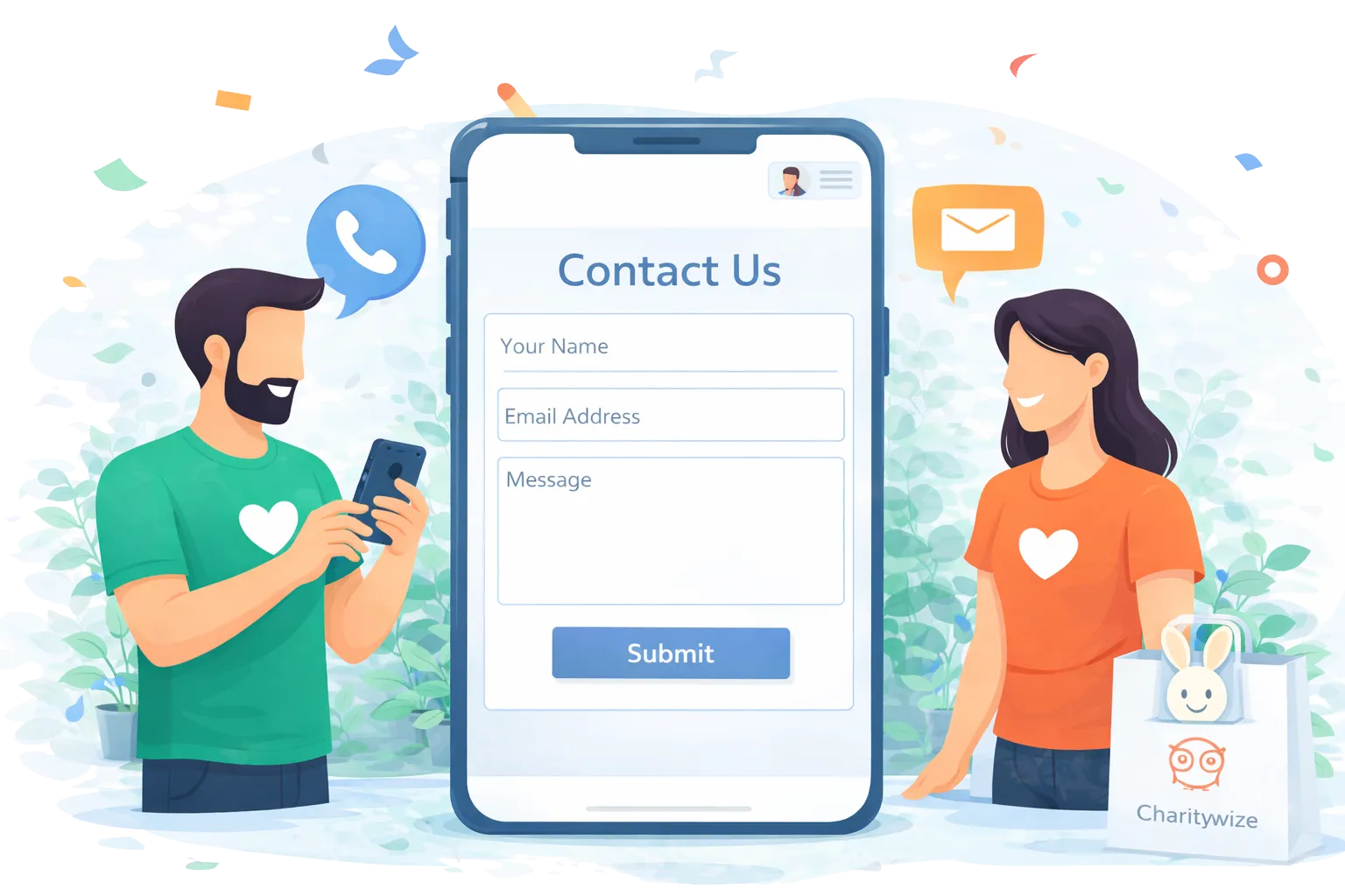 Charity team communicating with supporters and handling enquiries